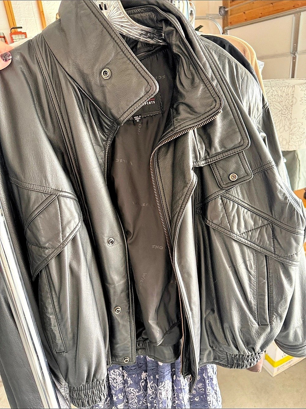 Wilson Leather Experts Black Leather Bomber Jacket Size XL